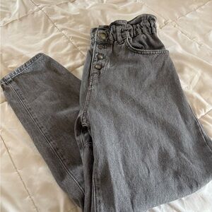 Zara High Waisted Paper Bag Black/Grey Jeans